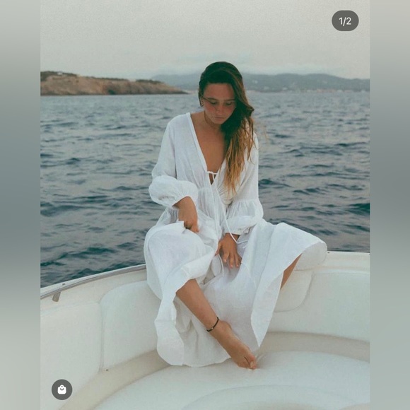 SOLD A Perfect Nomad White Maxi Backless Dress Summer Vacation Boho Bridal - Picture 5 of 10